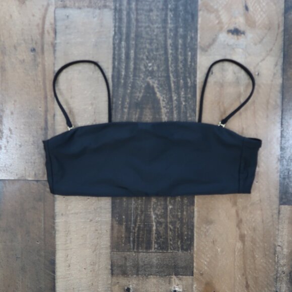 Madewell Black Spaghetti Strap Bandeau Bikini Swim Top UPF 50 Womans Small - Picture 1 of 5